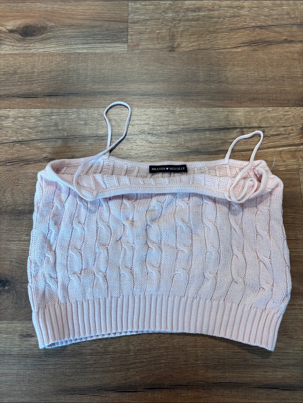 Brandy Melville Blush Pink Cable Knit Cropped Cami